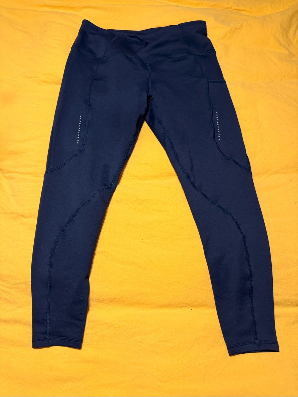 Sweaty Betty Navy Blue High-Waist Insulated Leggings with Side Pockets